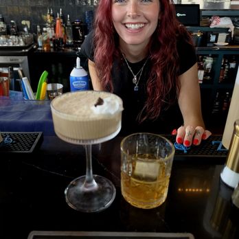 Herb & Ember - Olivia, our amazing bartender!! Expresso martini & Basil Hayden on ice rock! - New American Near Me - Garland, Texas Herb & Ember - Olivia, our amazing bartender!! Expresso martini & Basil Hayden on ice rock! - New American Near Me - Garland, Texas