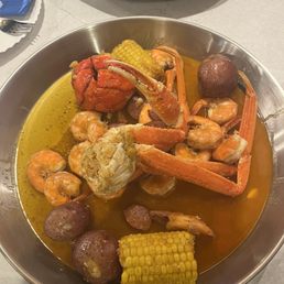 Laredo Surfing special. 1 crab cluster, 1 whole lobster tail, and 1/2 lb of headless shrimp with corn, potatoes and sausage. $38. Laredo Surfing special. 1 crab cluster, 1 whole lobster tail, and 1/2 lb of headless shrimp with corn, potatoes and sausage. $38.