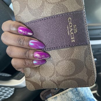 Mimosa Nails And Spa - Purple dip colored nails with chrome and rose cold addition on top. - Nail Salons Near Me - Mount Pleasant, South Carolina Mimosa Nails And Spa - Purple dip colored nails with chrome and rose cold addition on top. - Nail Salons Near Me - Mount Pleasant, South Carolina