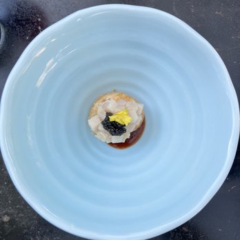 Abstract Table - Seafood donut (hamachi and caviar) - New American Near Me - Berkeley, California