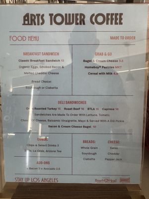 Menu photo 1 Arts Tower Coffee Los Angeles, CA Menu photo 1 Arts Tower Coffee Los Angeles, CA