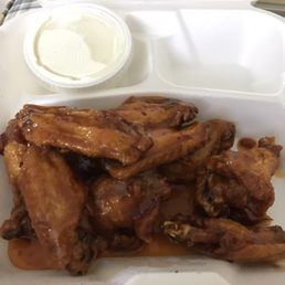 Mango Habanero wings with Blue Cheese