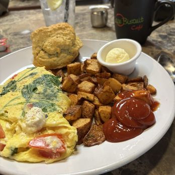 Sage Biscuit Cafe - Spinach, feta and tomato omelette - Breakfast & Brunch Near Me - Bradenton, Florida