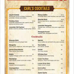 Lonerider RDU - Cocktails menu