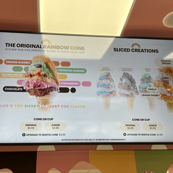 The Original Rainbow Cone - Menu - Ice Cream & Frozen Yogurt Near Me - Orlando, Florida The Original Rainbow Cone - Menu - Ice Cream & Frozen Yogurt Near Me - Orlando, Florida