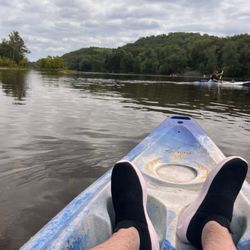 Paddling along the 3 mile trip