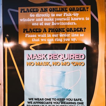 Mo 'Ono Hawai'i - Mask signs - Food Trucks Near Me - Kahului, Hawaii Mo 'Ono Hawai'i - Mask signs - Food Trucks Near Me - Kahului, Hawaii