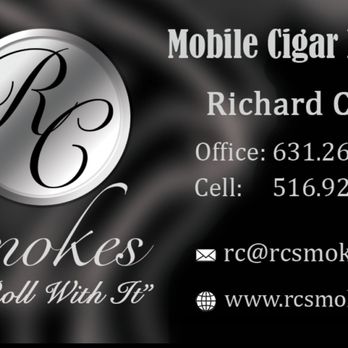 RC Smokes Mobile Cigar Lounge - a business card for a smoke shop - Lounges Near Me - North Babylon, New York RC Smokes Mobile Cigar Lounge - a business card for a smoke shop - Lounges Near Me - North Babylon, New York