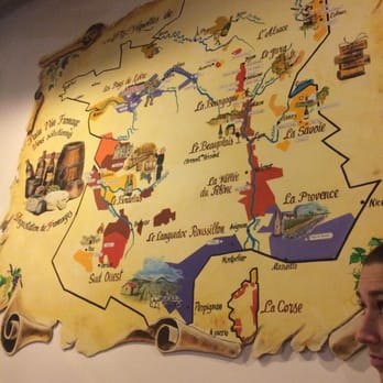 Pain Vin Fromages - Map on wall showing where their wine, cheese and meat is from - Fondue Near Me - Paris, 75 Pain Vin Fromages - Map on wall showing where their wine, cheese and meat is from - Fondue Near Me - Paris, 75