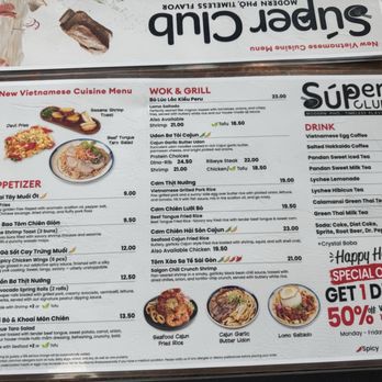 SúperClub - Menu - Vietnamese Near Me - Hayward, California