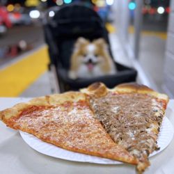 A Slice of New York - Slices! Cheese ($5.30) + Sausage & Mushroom ($6.89?) + 8% Wellness Charge (not considered a tip)