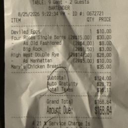 Bill for dinner Bill for dinner