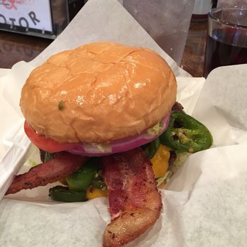 Maple and Motor - Excellent bacon cheese burger with grilled jalapeños. - Burgers Near Me - Dallas, Texas