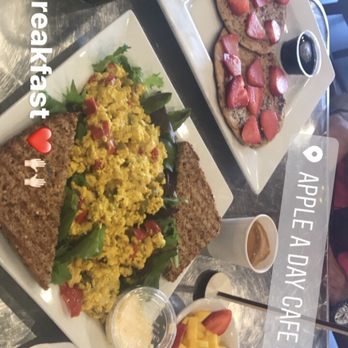 Apple A Day Cafe - Tofu Eggless Scramble Breakfast, Create Your Own Pancakes Vegan Gluten Free Breakfast, Expresso coffe and 4 Rejuvenerator Juice!! - Juice Bars & Smoothies Near Me - Miami Beach, Florida Apple A Day Cafe - Tofu Eggless Scramble Breakfast, Create Your Own Pancakes Vegan Gluten Free Breakfast, Expresso coffe and 4 Rejuvenerator Juice!! - Juice Bars & Smoothies Near Me - Miami Beach, Florida