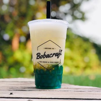 Bobacraft Cafe - Mango Woodear Crystal with blue boba - Bubble Tea Near Me - Alhambra, California Bobacraft Cafe - Mango Woodear Crystal with blue boba - Bubble Tea Near Me - Alhambra, California