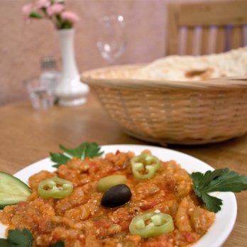Rojava - Baba Gannuge from the Cold Meze Menu served with traditional hot, fresh Kurdish Naan - Halal Near Me - Edinburgh, EDH Rojava - Baba Gannuge from the Cold Meze Menu served with traditional hot, fresh Kurdish Naan - Halal Near Me - Edinburgh, EDH