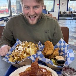 Loaded chick, Nashville hot tenders, and chicken and waffles.