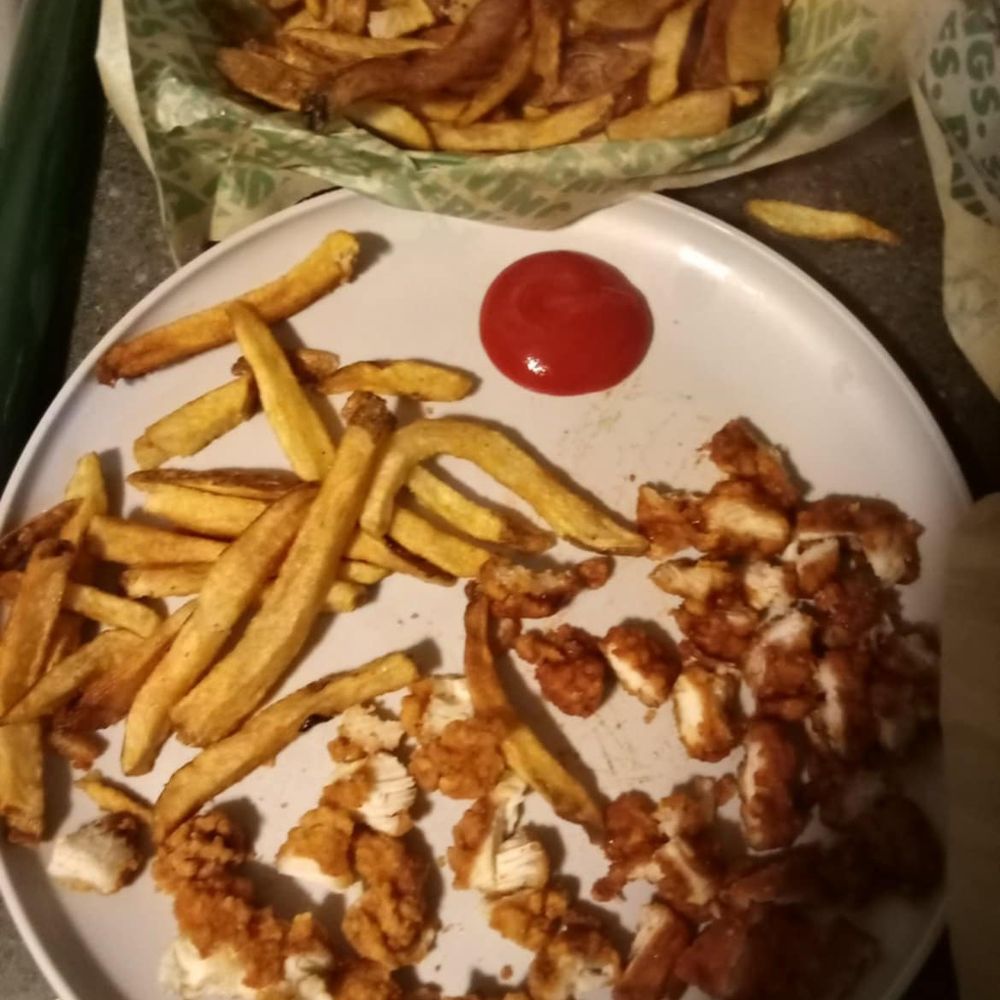 Wingstop - This was how we had to cut his chicken up because it was so tough - Chicken Wings Near Me - Gastonia, North Carolina Wingstop - This was how we had to cut his chicken up because it was so tough - Chicken Wings Near Me - Gastonia, North Carolina