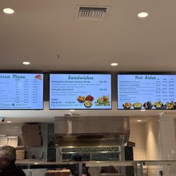 Pizzeria menu area at the very front