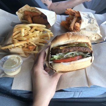 Nice Burger - Jalapeño burger, friend fries, sweet potato fries, nuggets and Bee-Nice sauce (honey mustard) - Burgers Near Me - Santa Ana, California