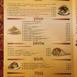 Fontane Schnellrestaurant - Speisekarte (1/5): Suppe, Salate, Döner, Dürüm, Börek, Pizza (1/2)