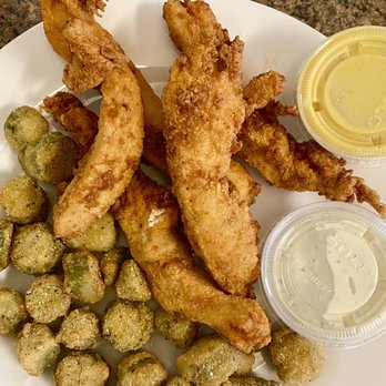 Charlene's Coyote Grille - Chicken Fingers with fried okra - American Near Me - Fort Pierce, Florida