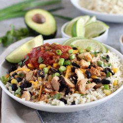 Let's Dish - Shredded Chicken Burrito Bowls