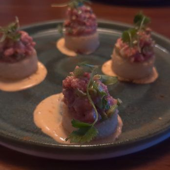 Saint & Second - SPICY TUNA ON CRISPY RICE (3 pcs $29, 4 pcs +$5 extra) Fresh ahi, dynamite sauce, wasabi tobiko, togarashi, toasted sesame. - Breakfast & Brunch Near Me - Woodland Hills, California
