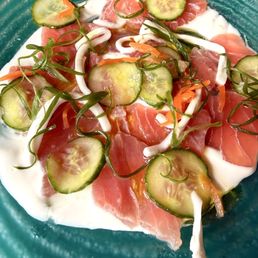 Tuna Ceviche yellowfin tuna, coconut sauce, habanero, cucumber