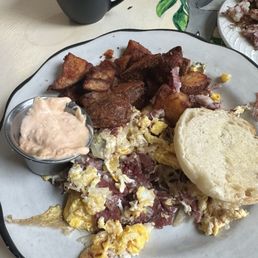 Ruben scramble! Very flavorful home fries! Ruben scramble! Very flavorful home fries!