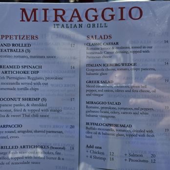 Miraggio Italian Grill - 2026-1-16 Menu 3/4 - Italian Near Me - Pompano Beach, Florida Miraggio Italian Grill - 2026-1-16 Menu 3/4 - Italian Near Me - Pompano Beach, Florida