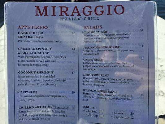 Menu photo 3 Miraggio Italian Grill Pompano Beach, FL Menu photo 3 Miraggio Italian Grill Pompano Beach, FL