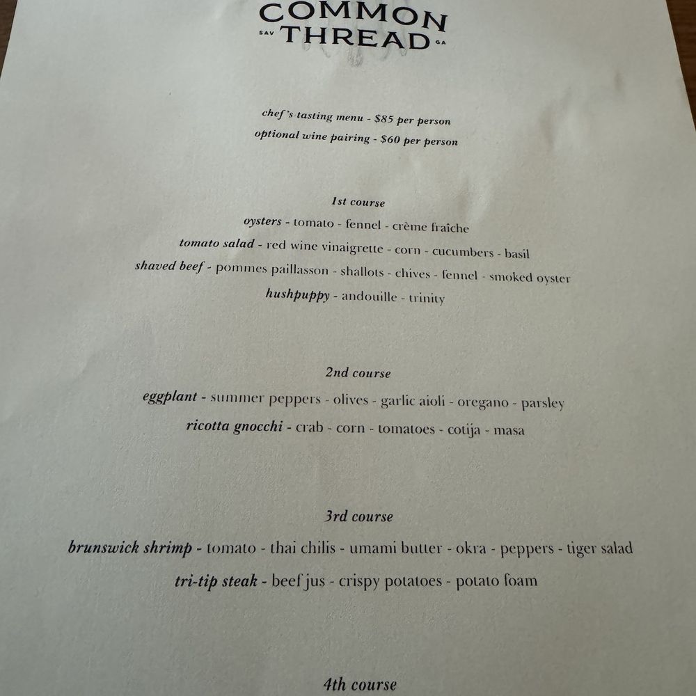 Common Thread Savannah - Tasting menu - New American Near Me - Savannah, Georgia Common Thread Savannah - Tasting menu - New American Near Me - Savannah, Georgia