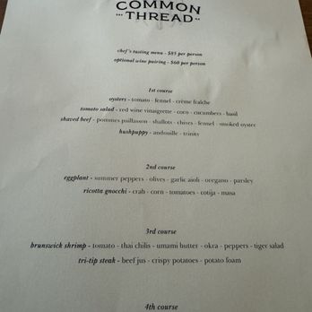 Common Thread Savannah - Tasting menu - New American Near Me - Savannah, Georgia