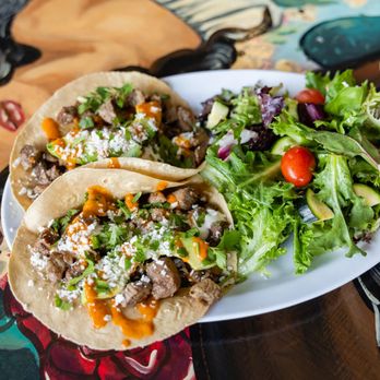 Cocina Mexico - two tacos and a salad on a plate - Mexican Near Me - Pleasanton, California Cocina Mexico - two tacos and a salad on a plate - Mexican Near Me - Pleasanton, California