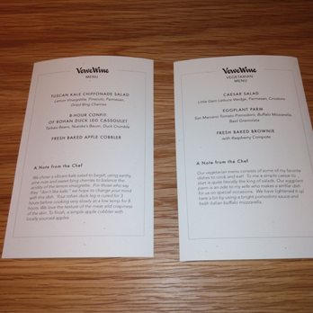 Verve Wine - Menus for the two meal kits. One, duck for $45 & two, veggie for $40. - Beer, Wine & Spirits Near Me - Chicago, Illinois