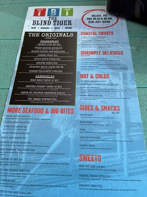 Menu photo 1 The Blind Tiger Biloxi Beach Biloxi, MS Menu photo 1 The Blind Tiger Biloxi Beach Biloxi, MS