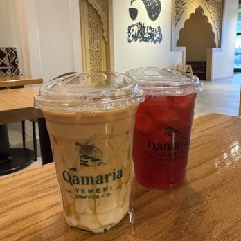 Qamaria Yemeni Coffee - iced hibiscus refresher + iced qamaria latte - Coffee & Tea Near Me - Harvey, Louisiana