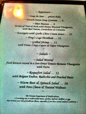 Menu photo 4 Mistral's Manchester Center, VT