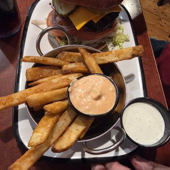 Great Basin Brewing Co. - Sparks - Basin burger with fries - New American Near Me - Sparks, Nevada Great Basin Brewing Co. - Sparks - Basin burger with fries - New American Near Me - Sparks, Nevada