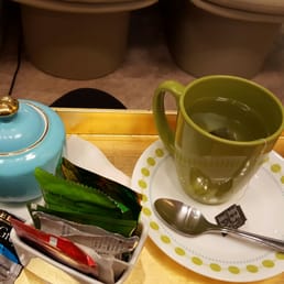 While you're under the blow dryer or waiting, they give you your choice of teas. While you're under the blow dryer or waiting, they give you your choice of teas.