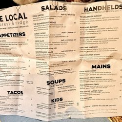 The Local at Forest & Ridge - Menu - March 27, 2025