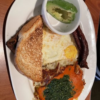 Blue's Egg + Bakery - Two eggs, provolone stuffed browns with side of avocado. - Breakfast & Brunch Near Me - Milwaukee, Wisconsin