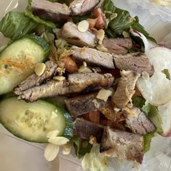 Frends Brewhouse - Folsom - Tri tip salad with old dried Tri tip, dried radish and dried cucumber.