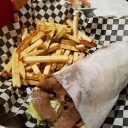 Gyro sandwich and chips