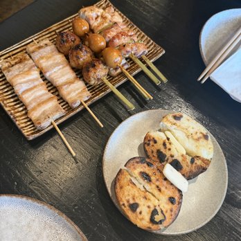 Yakitori Nishi - pork belly, chicken meatball, quail eggs, chicken thigh, potato - Japanese Near Me - Lomita, California