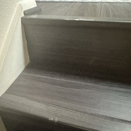 Damaged stairs from a TV being dragged down Damaged stairs from a TV being dragged down