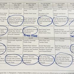 The Providence Fairfax - Typical weekly menu that you can submit in advance. I also ask the kitchen to cut my mom's food up.
