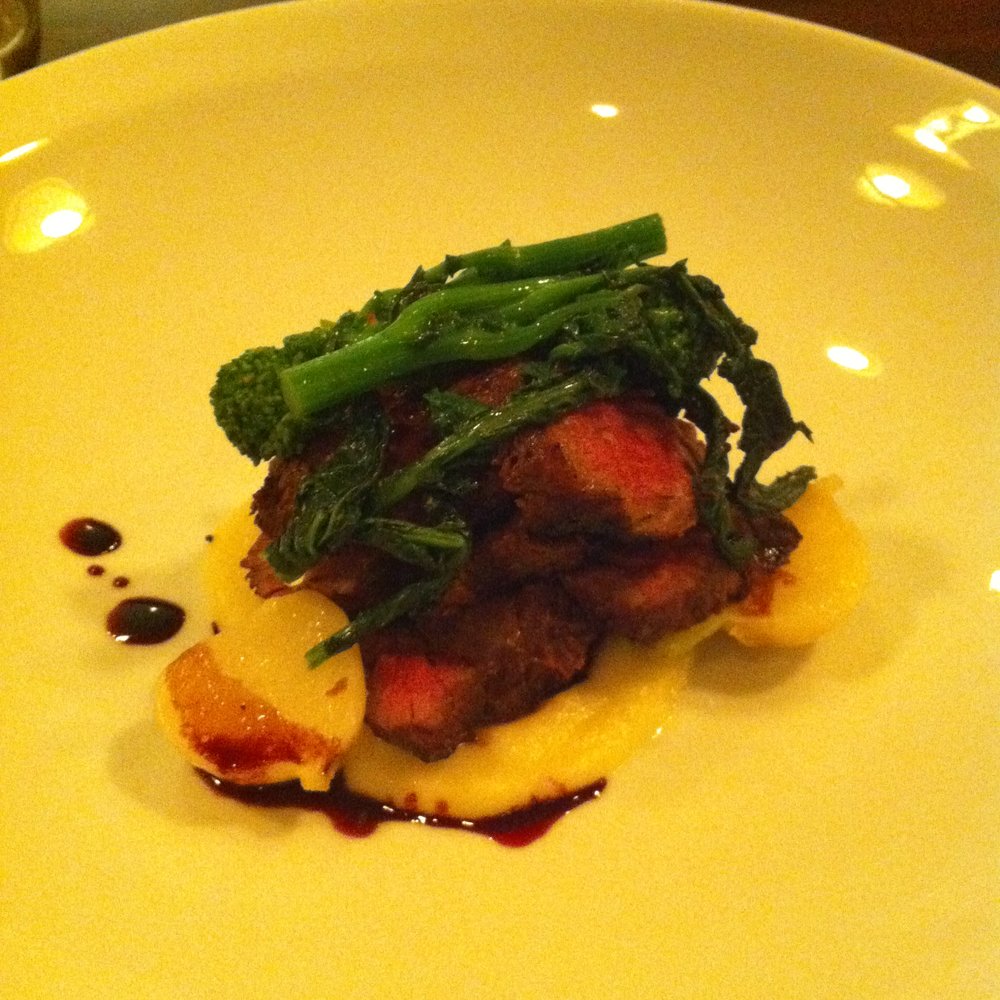 Charcoal - Hanger Steak: turnip, red wine, broccoli rabe. 12.16.11 Tasting - New American Near Me - Yardley, Pennsylvania Charcoal - Hanger Steak: turnip, red wine, broccoli rabe. 12.16.11 Tasting - New American Near Me - Yardley, Pennsylvania