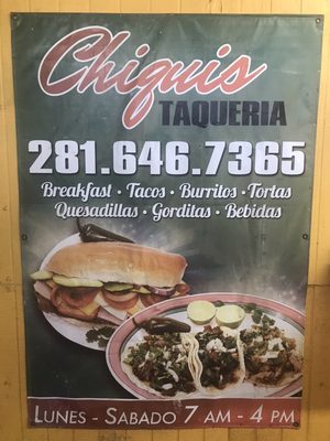 Menu photo 3 Chiquis Taqueria Houston, TX